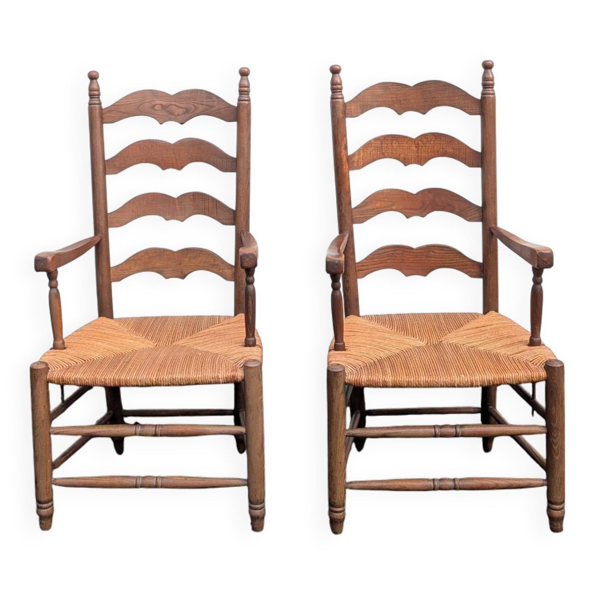 Pair of straw armchairs