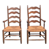 Pair of straw armchairs