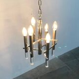 Italian chrome and acrylic chandelier from the space age mid-century by Gaetano Sciolari, 1960s.