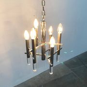 Italian chrome and acrylic chandelier from the space age mid-century by Gaetano Sciolari, 1960s.