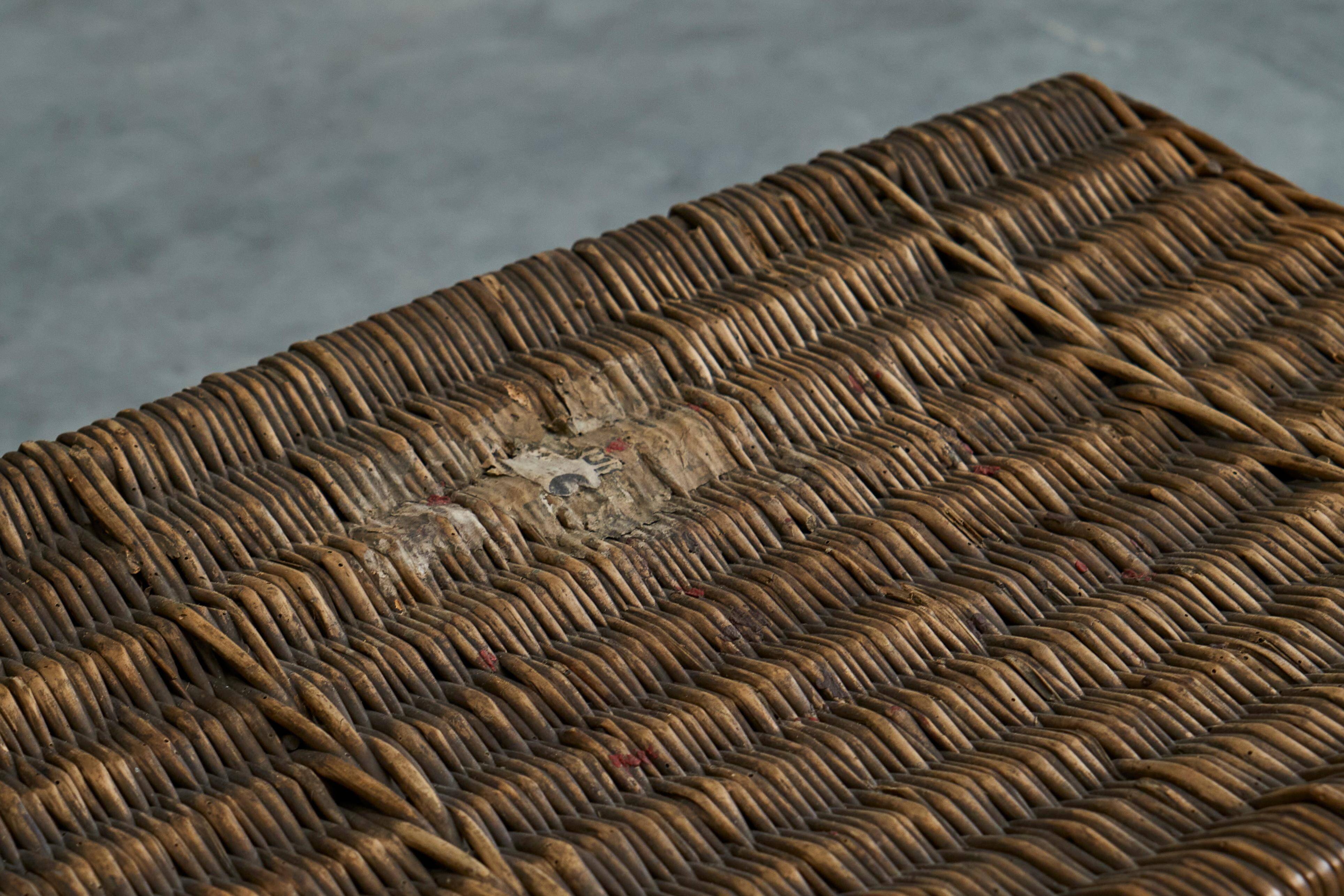 Commode en osier et fer forgé, XIXe siècle, style primitif