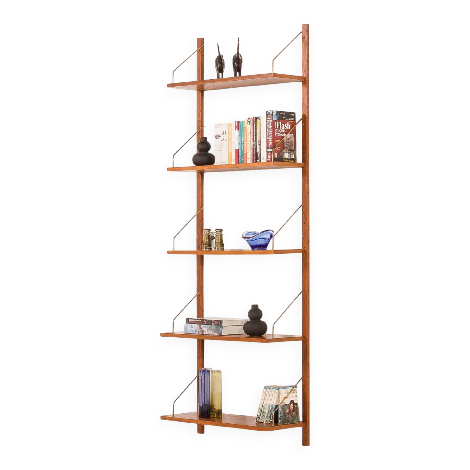 Danish teak shelving unit, set of 5 shelves, 1960s