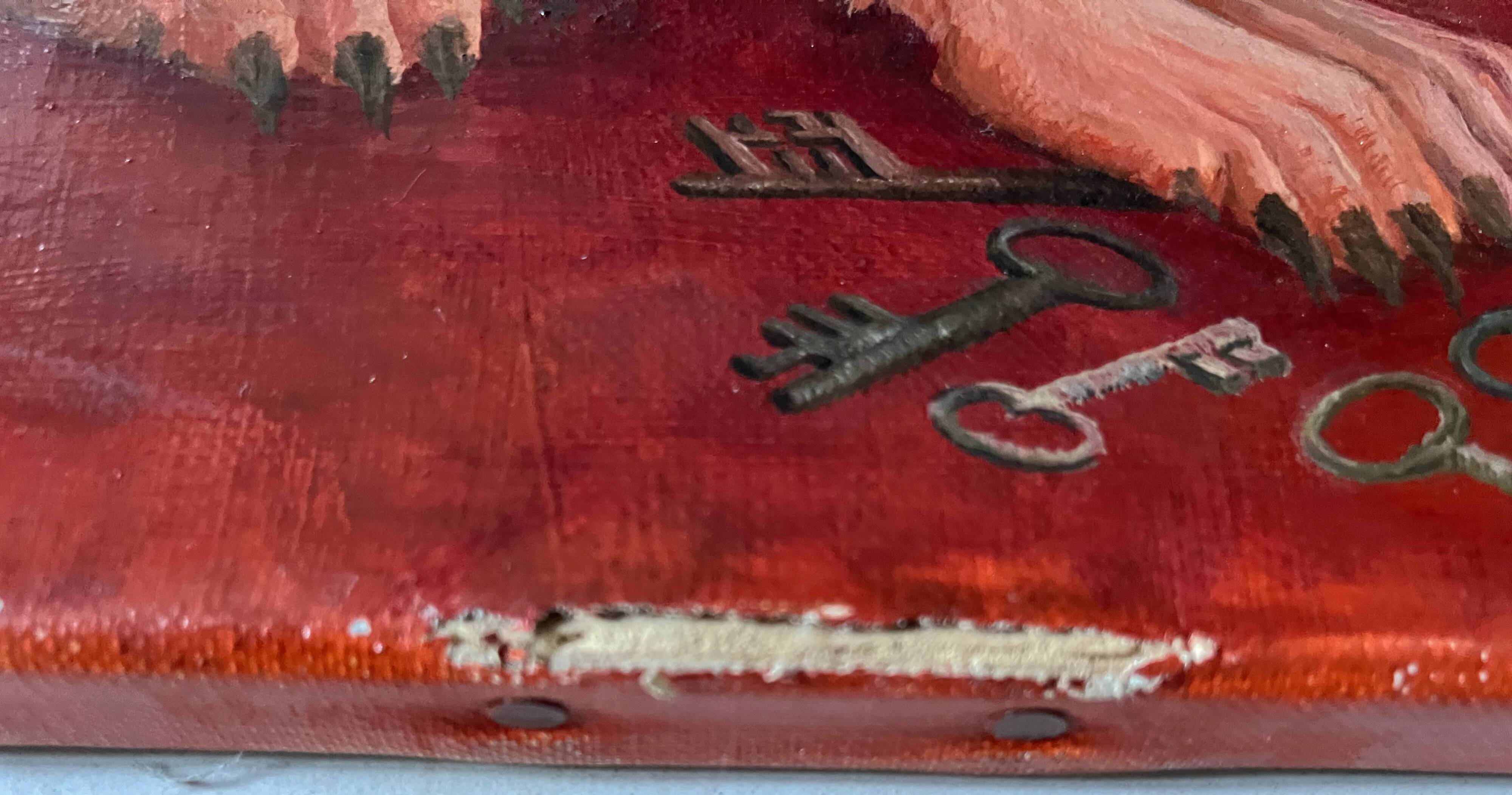 HST painting "Allegory" Surrealist Symbolism signed 1992