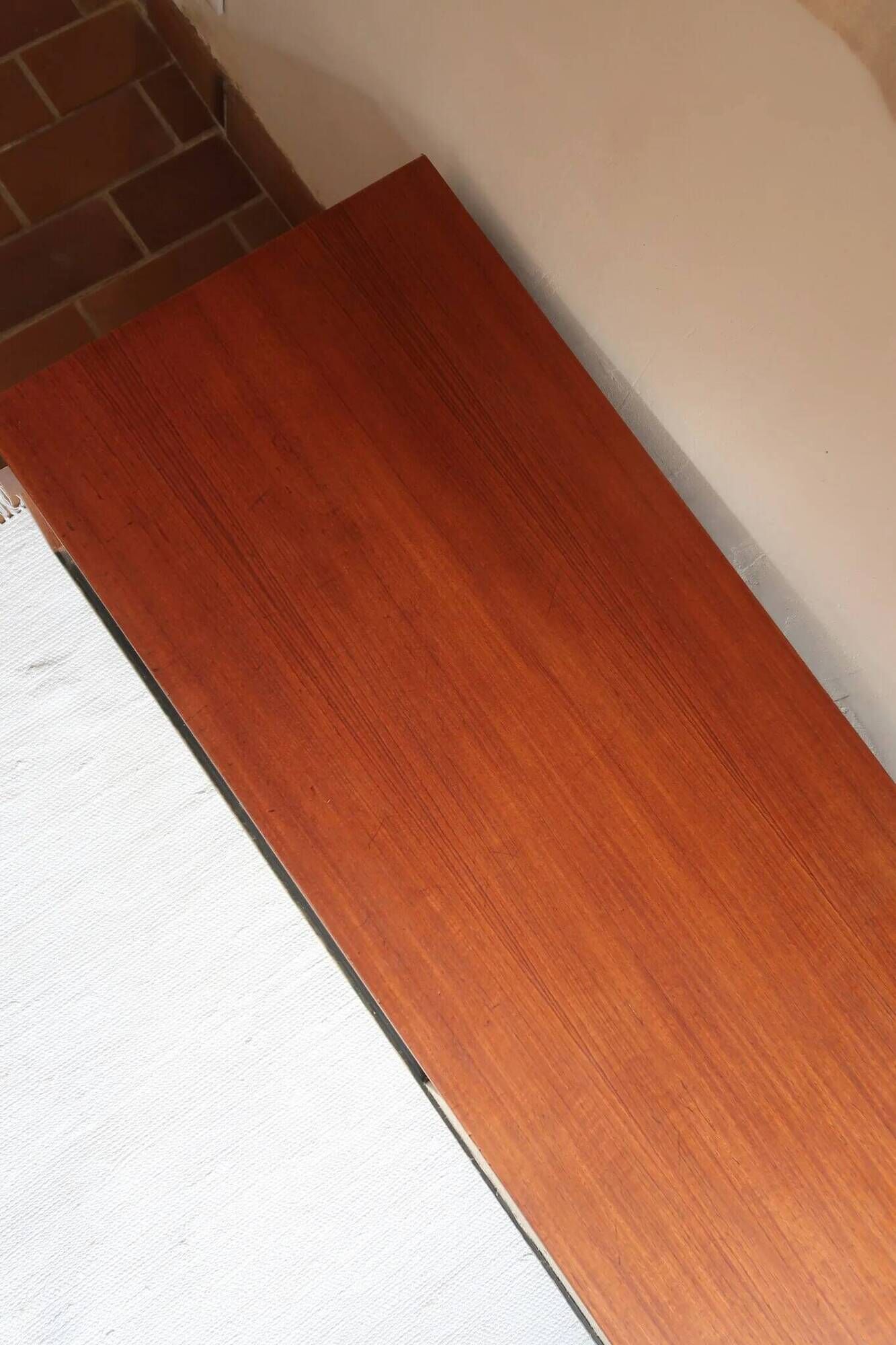 Teak enfilade, sliding canvas doors, 1960s.