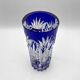 Vase japonais d'art EDO KIRIKO en cristal transparent et bleu cobalt