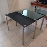 Set of 2 Jean Nouvel designer tables – Model 1=2 (Transparent & black glass)