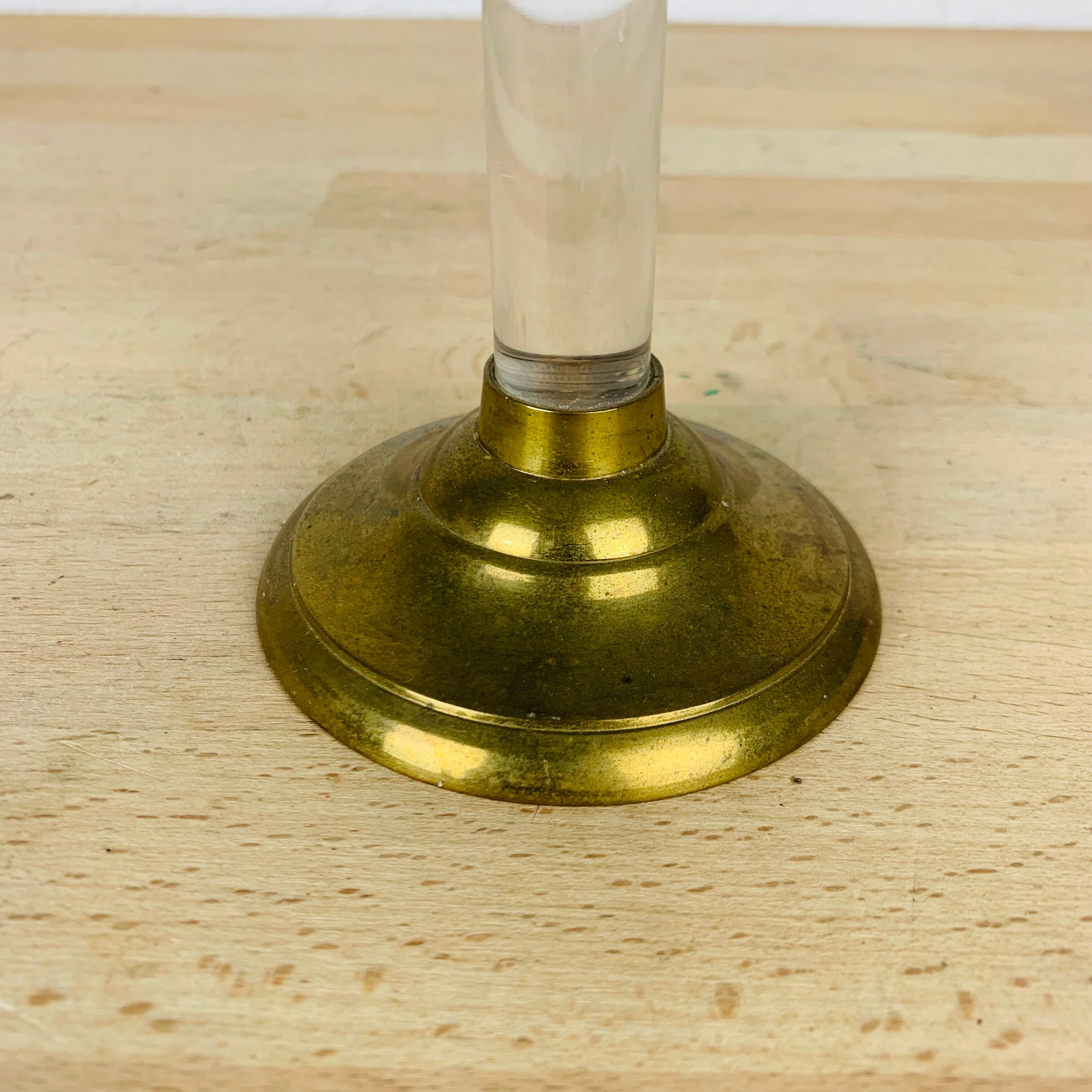 Vintage brass and plexiglass candle holder