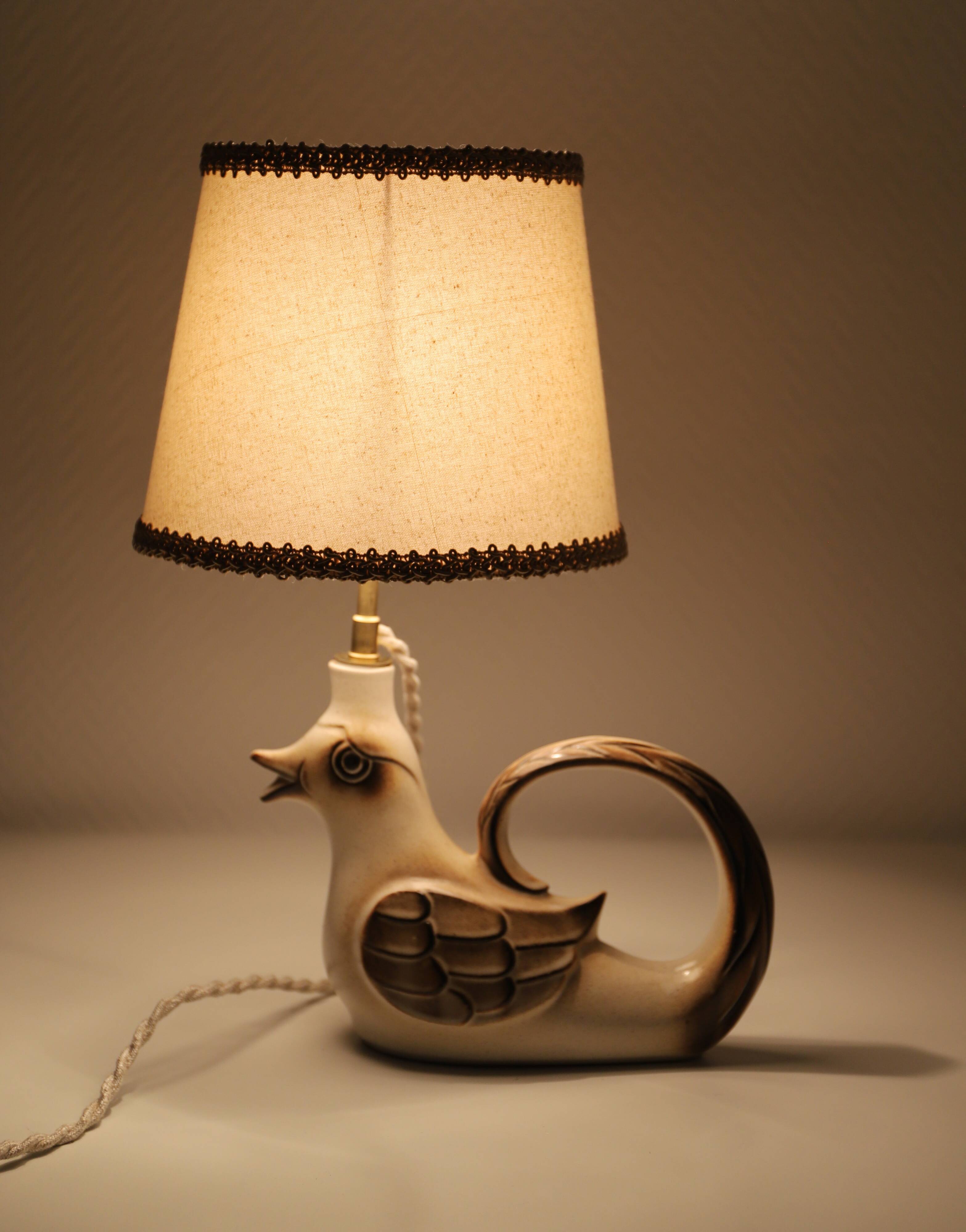 Table lamp, ceramic base "bird" 50s