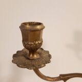 Old brass candlesticks 3 arms set of 2