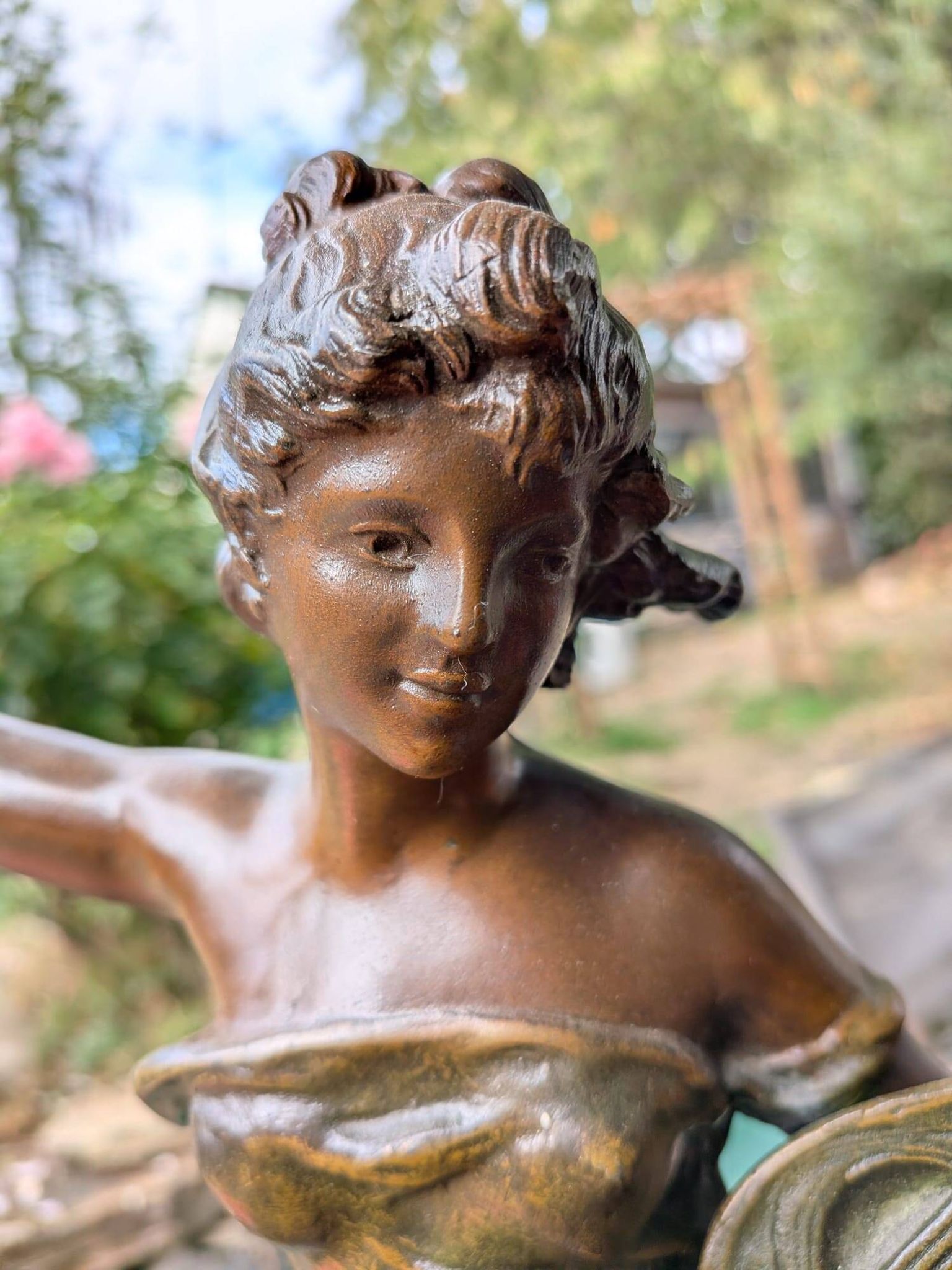 Ancient statue in bronze "Melody" after Auguste Moreau – Art Nouveau