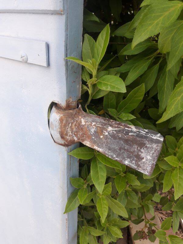 Porte portail H205xL103 ancienne en fer cintrée avec boite aux lettres