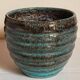 Ceramic planter with speckled enamel gadroons from the 1940s
