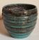 Ceramic planter with speckled enamel gadroons from the 1940s