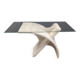 Sculptural vintage travertine console table, 1970s