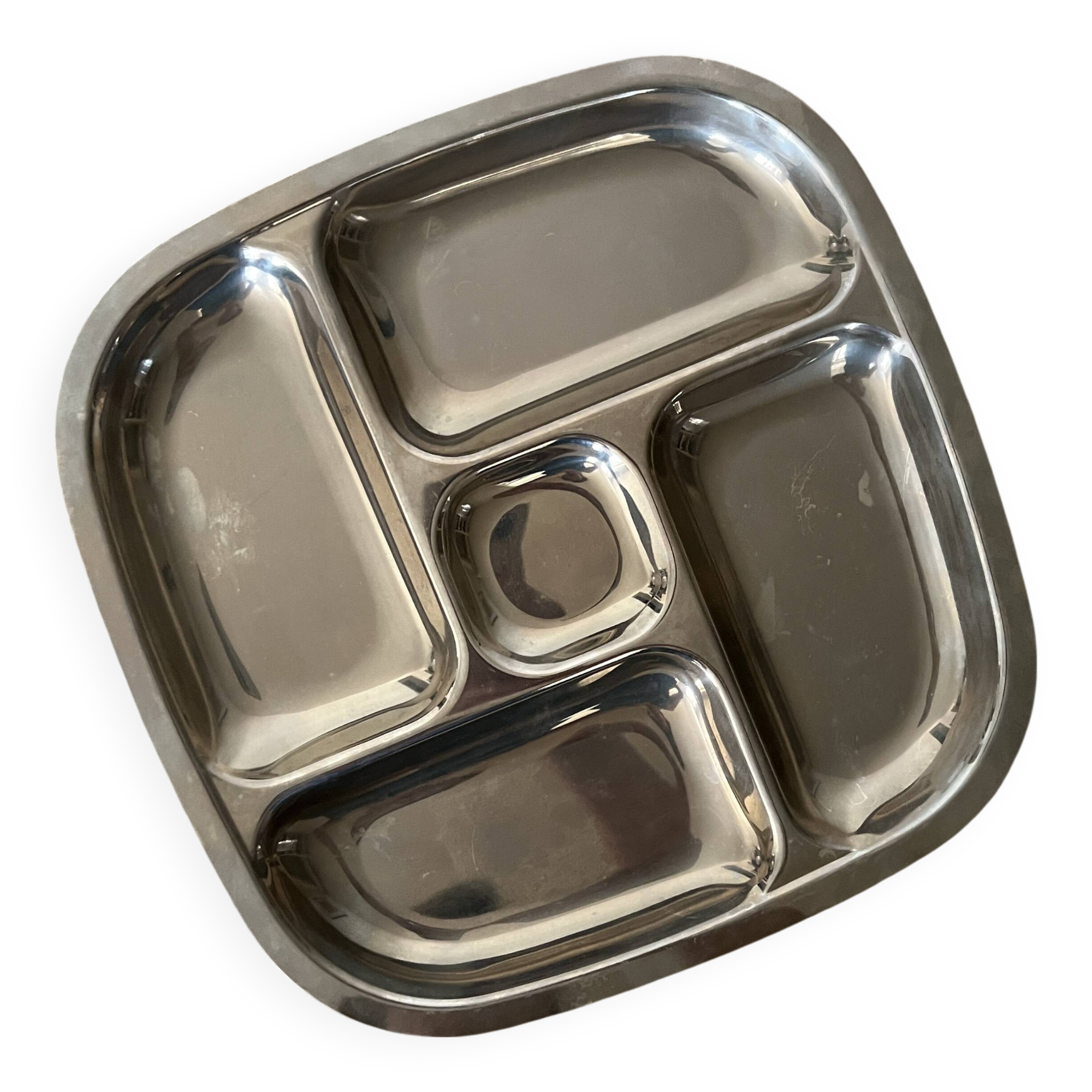 5-bowl chrome aperitif tray, 1970s design
