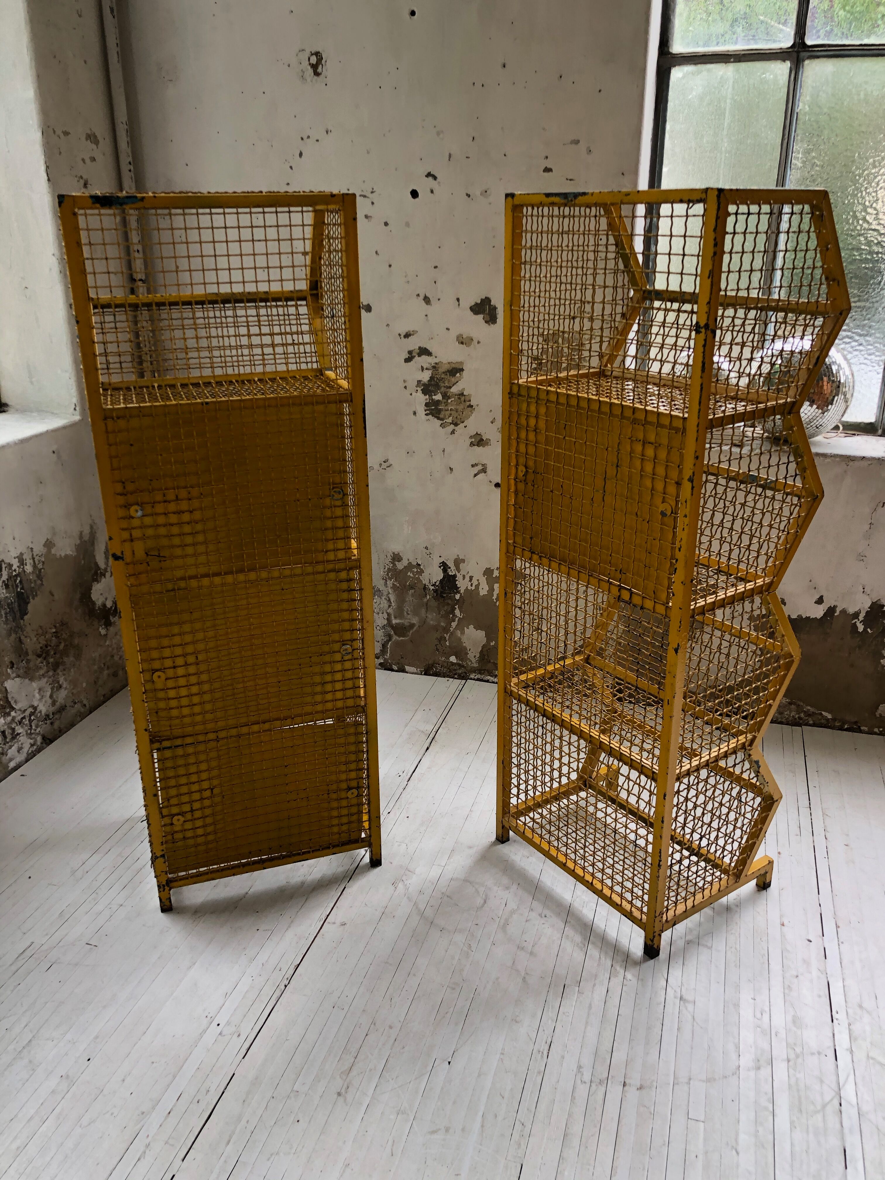 Industrial storage shelves yellow
