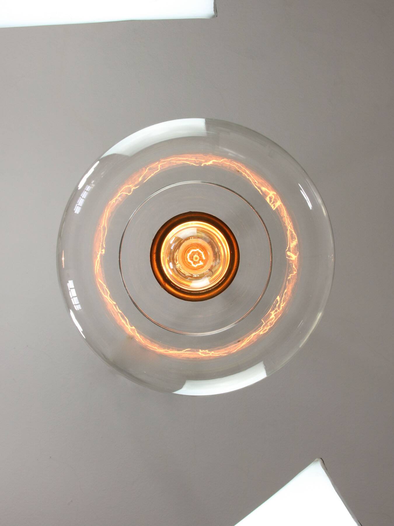 Italian Mid-Century Glass and Brass Pendant Lamp