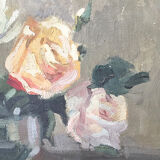 Canvas oil on panel with flowers