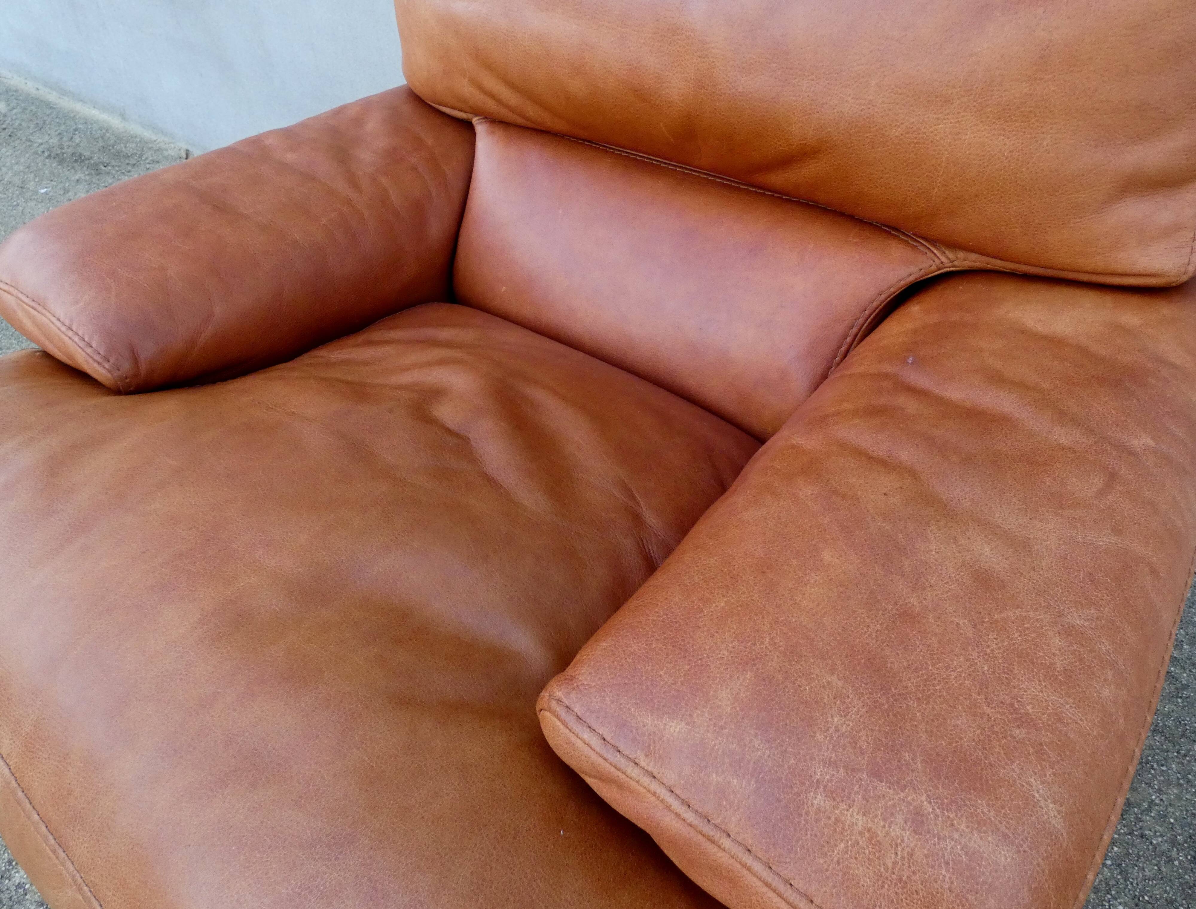 Vintage loft leather armchair DUVIVIER