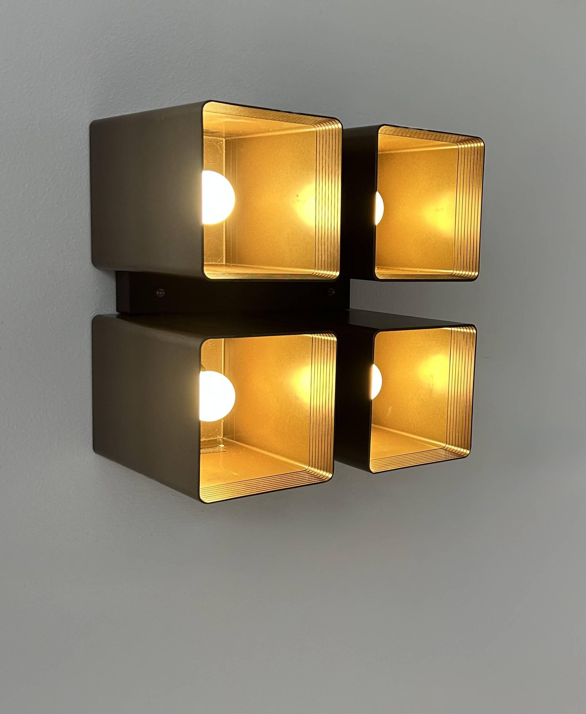 Vintage RAAK wall light, P1445, metal and brown ABS, Netherlands, 1970