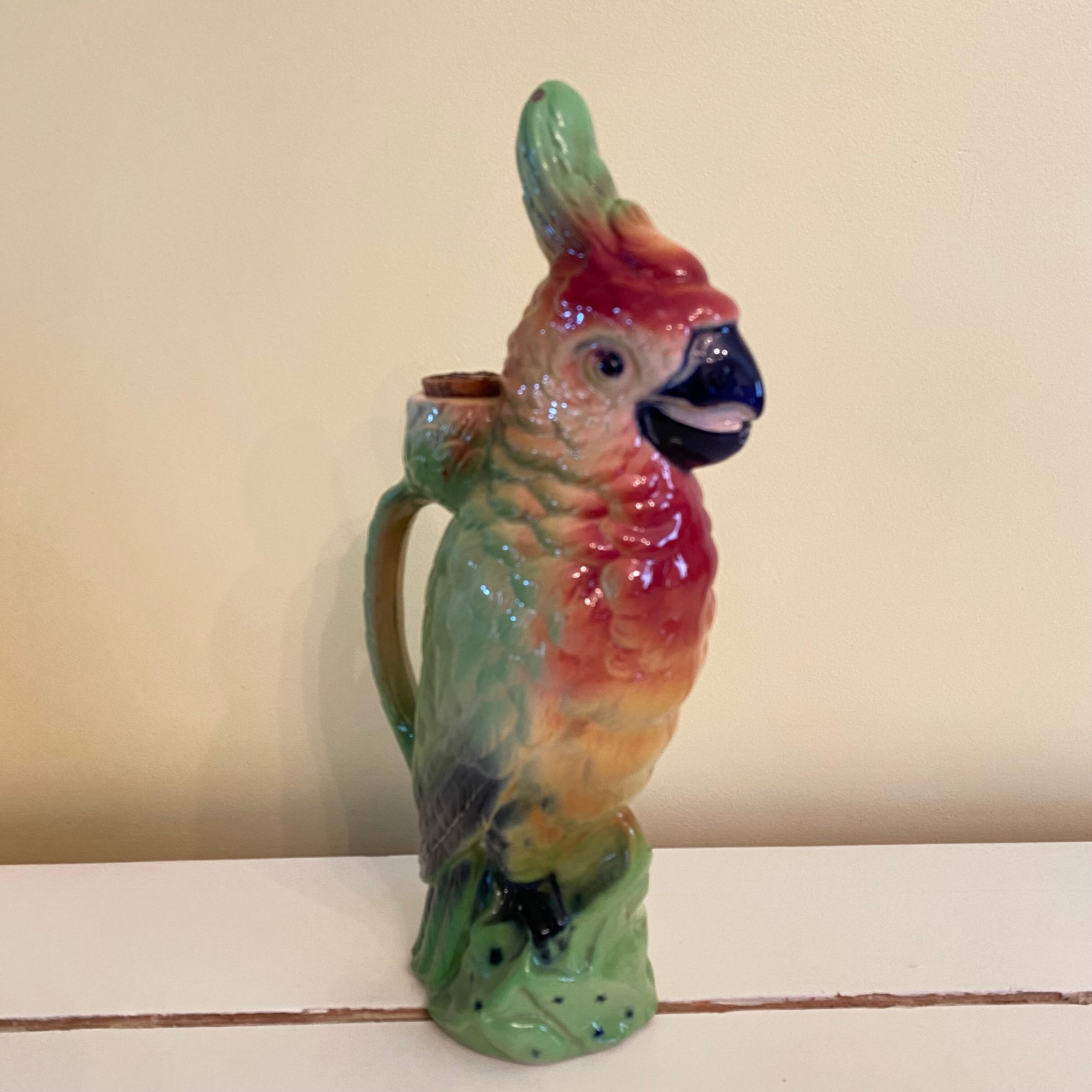 Vintage ceramic parrot pitcher