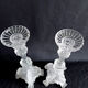 Pair of pressed molded glass candlesticks from Val St Lambert model Griffon