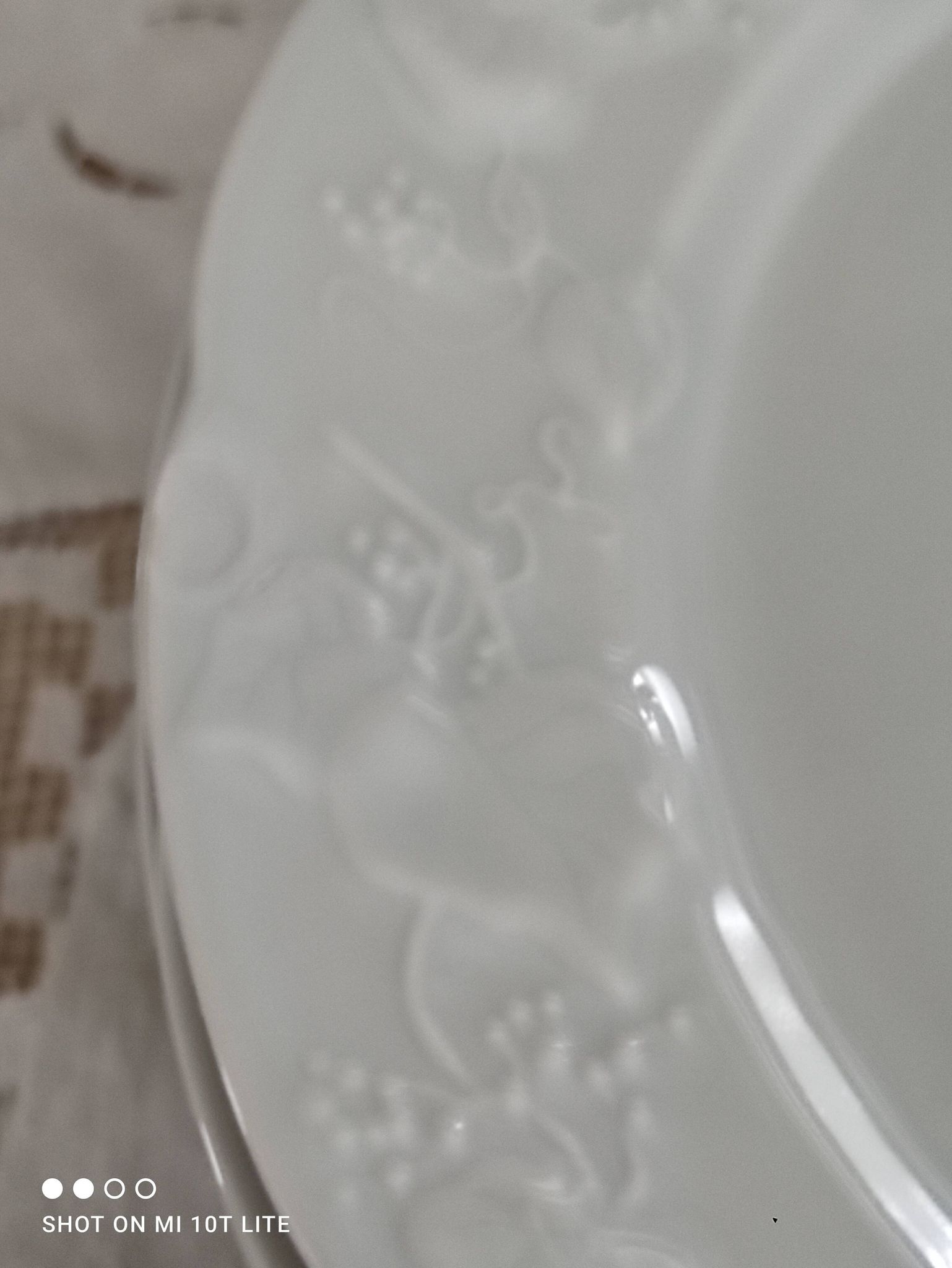 Set of 12 dessert plates in white porcelain marli in relief Wild Ivy