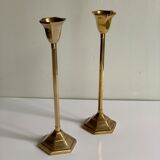 Pair of brass candle holders