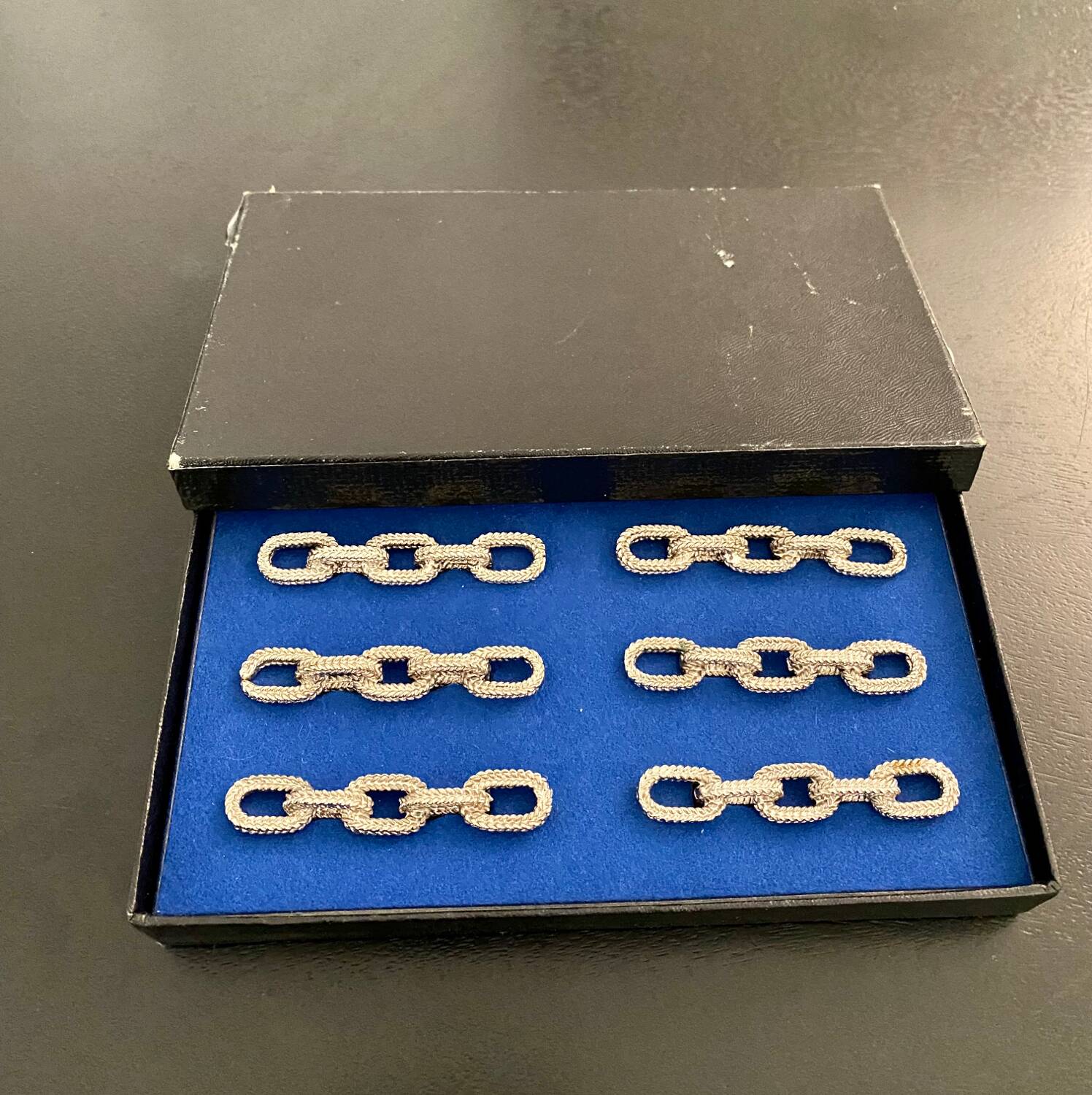 6 knife holders, table jewelry, metal chain shape