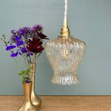 Vintage tulip pendant light in amber glass