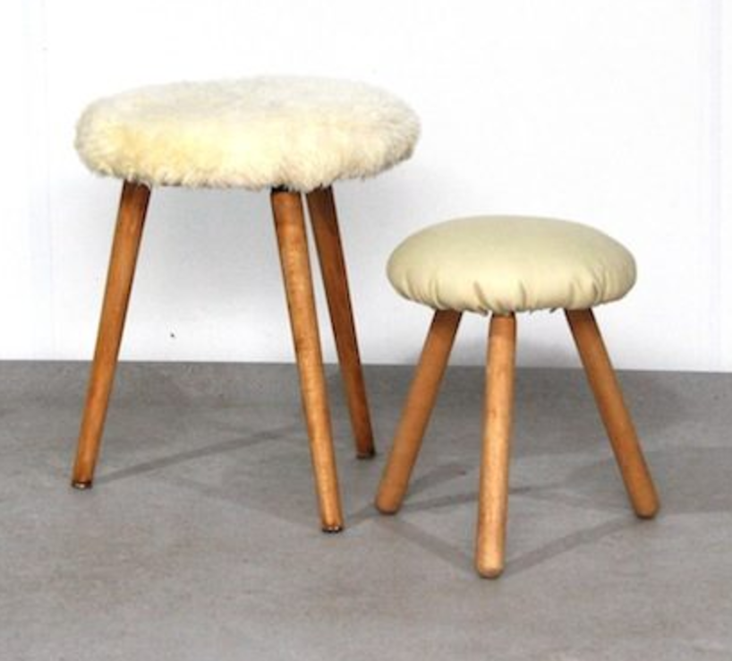 Beige leather stool