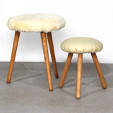 Beige leather stool