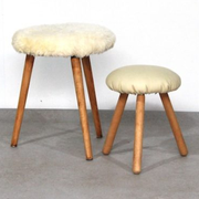 Beige leather stool