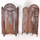 Pair of rattan screens