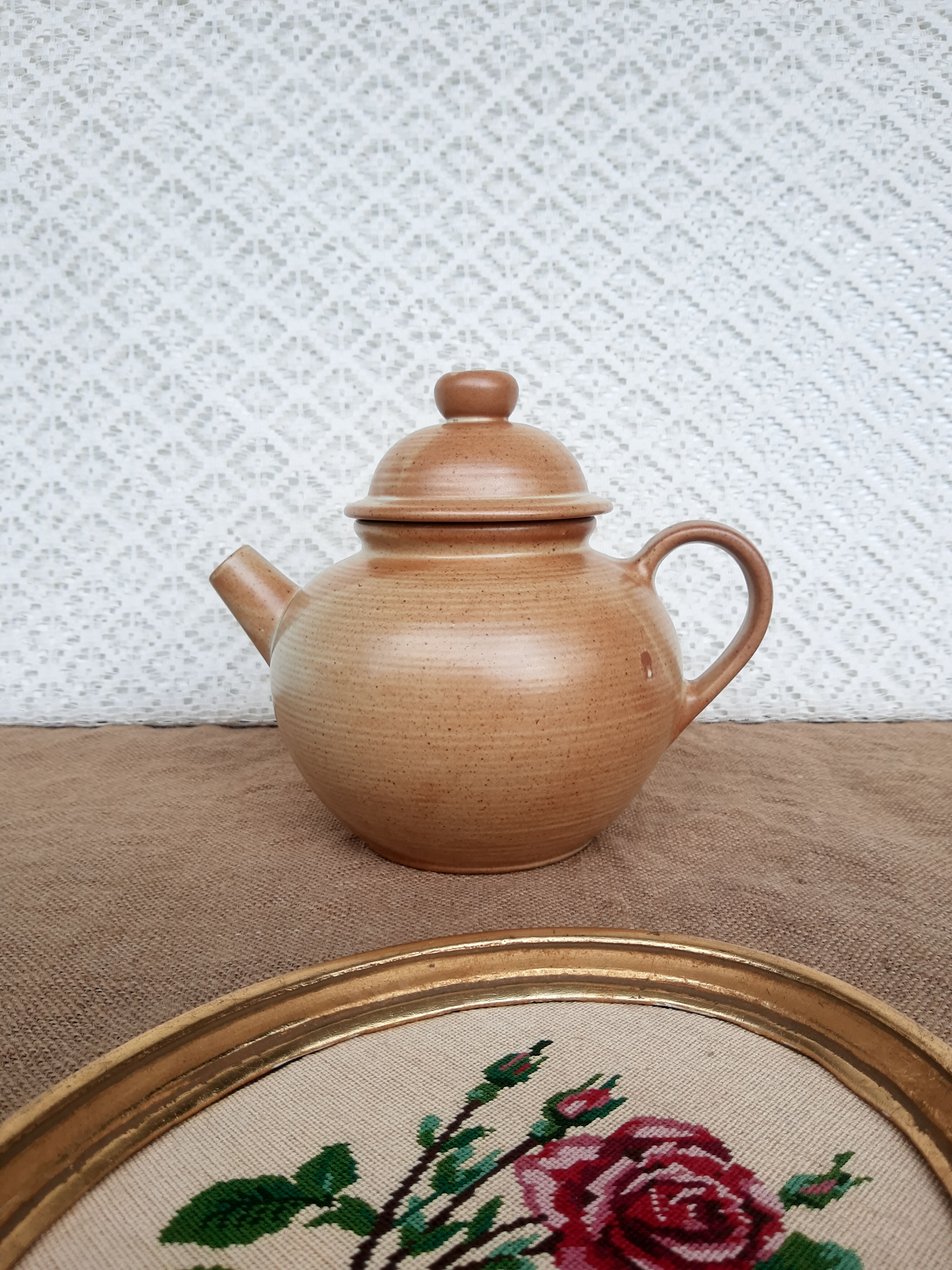 Vintage CNP France village stoneware chocolate tea coffee set