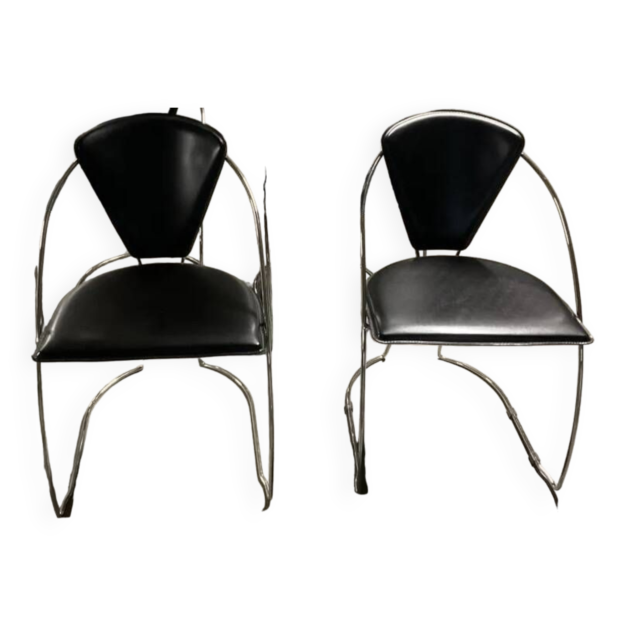 Two vintage steel and leather FIL chairs