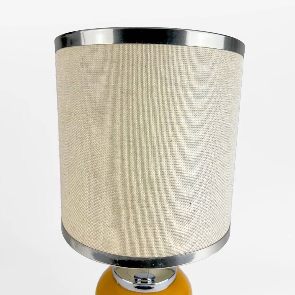 70's Orange Ceramic and Burlap Lamp