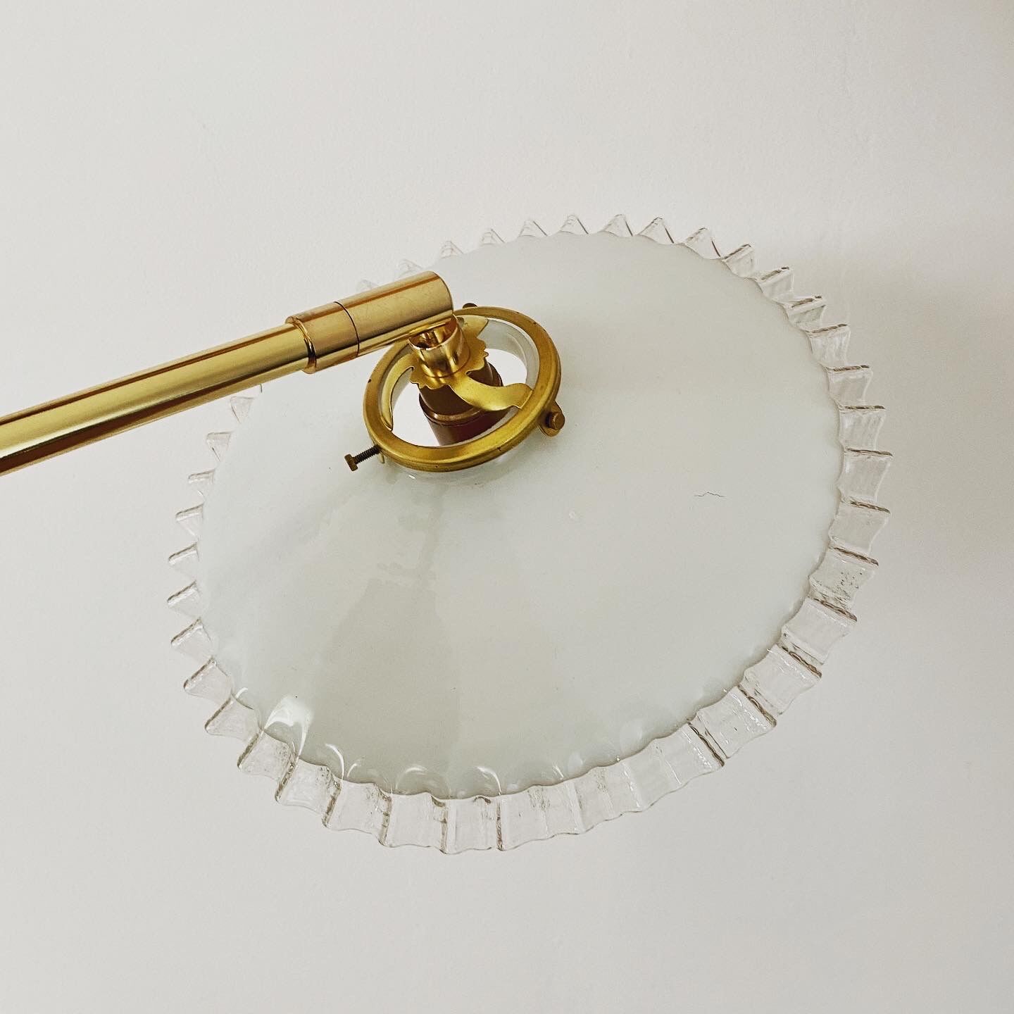 Vintage white opaline lampshade wall light