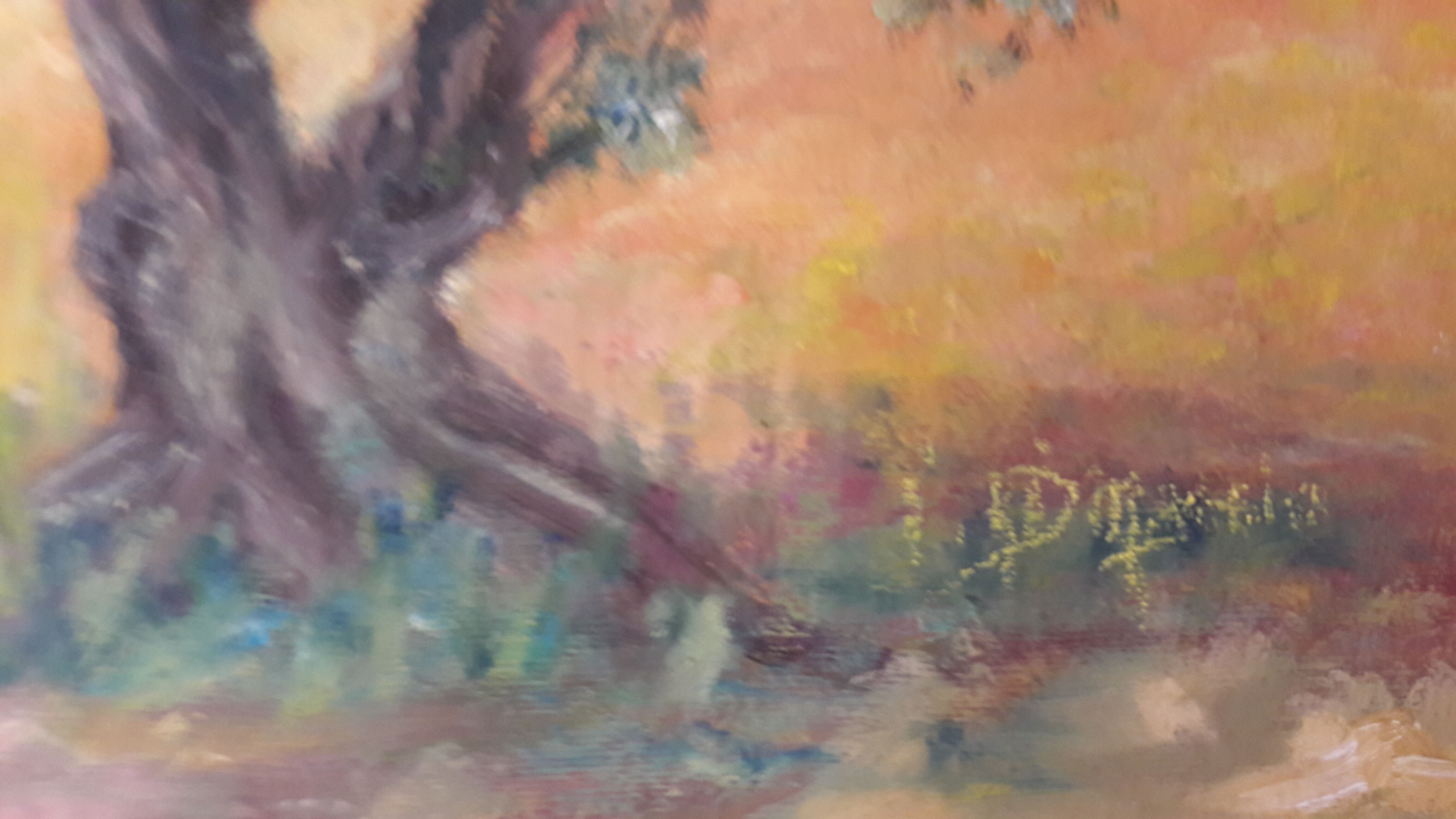 Signed oil painting Tuscan landscape