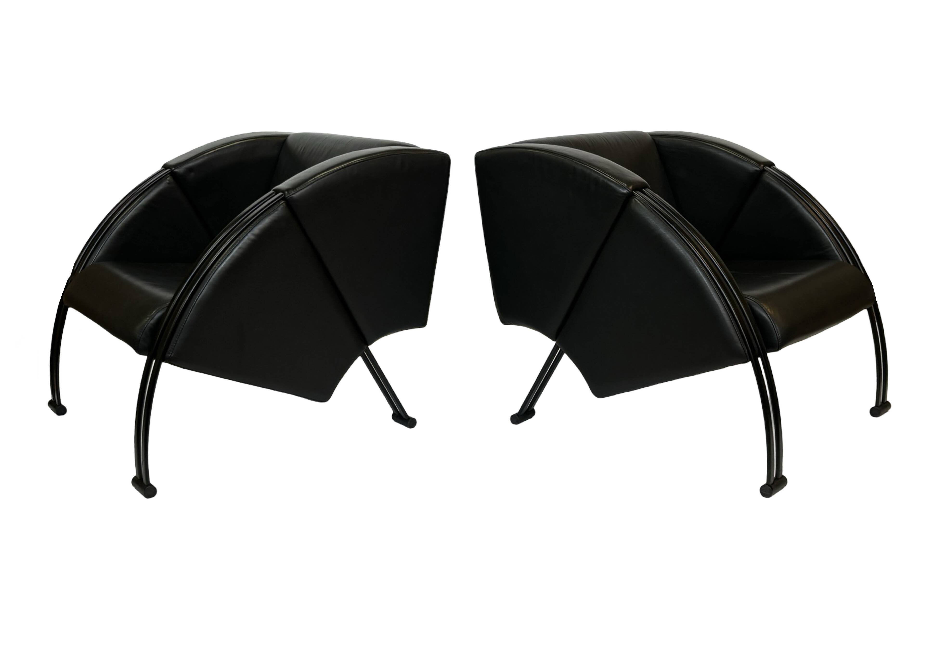 Vintage set of two Young International easy chairs  Post Modern design