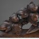 Oak pediment with hand-carved oak leaves around a wreath, France ca. 1850