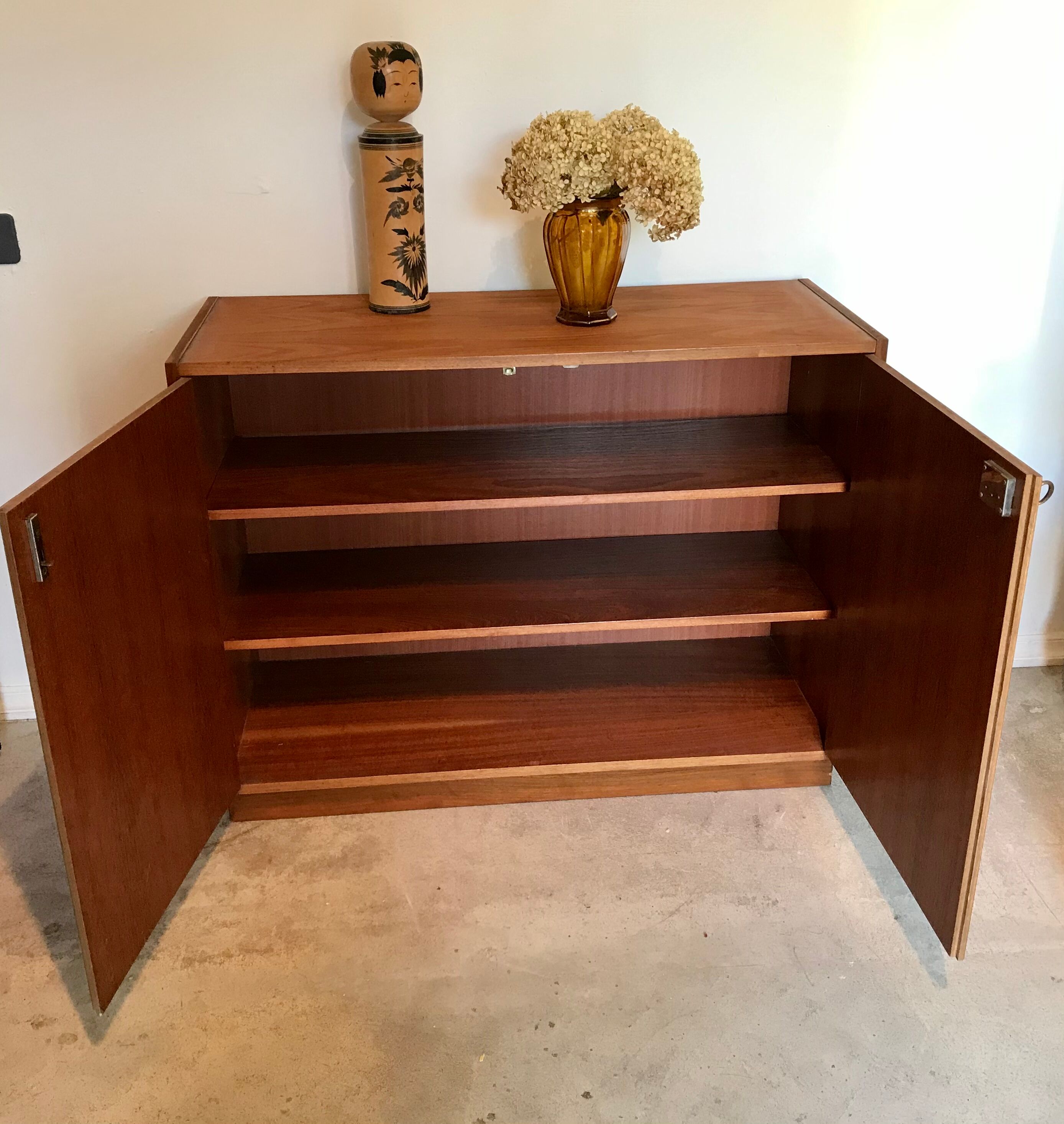 Low vintage blond walnut buffet