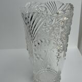 Glass vase with stylized flower pattern