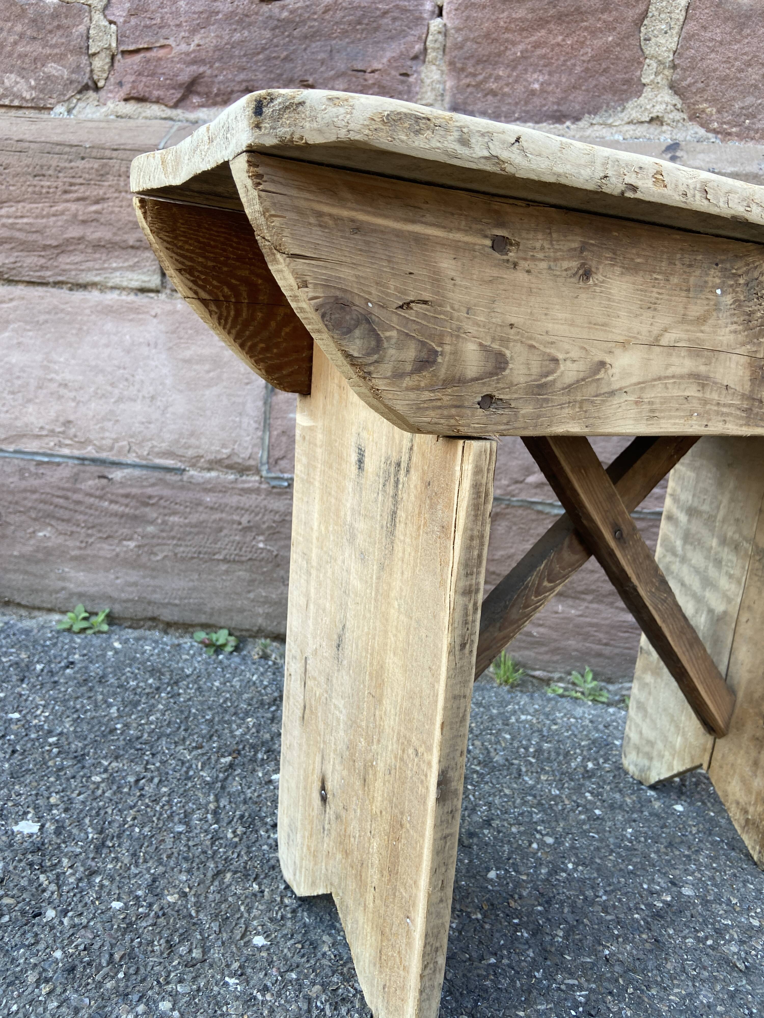Farmhouse bench made of natural fir 1930s