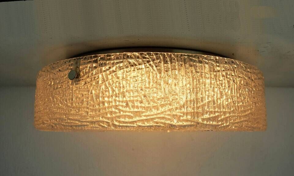large kaiser leuchten CEILING FIXTURE flush mount thick ice glass