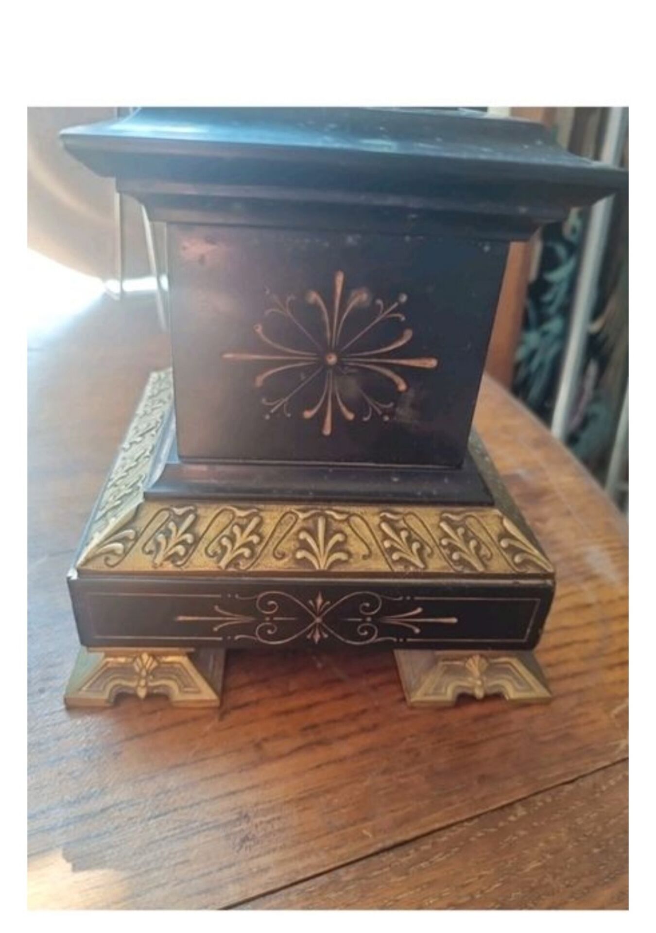 Antique bronze clock signed fireplace
