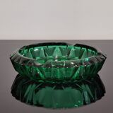 Ashtray in transparent cut glass green color made in france