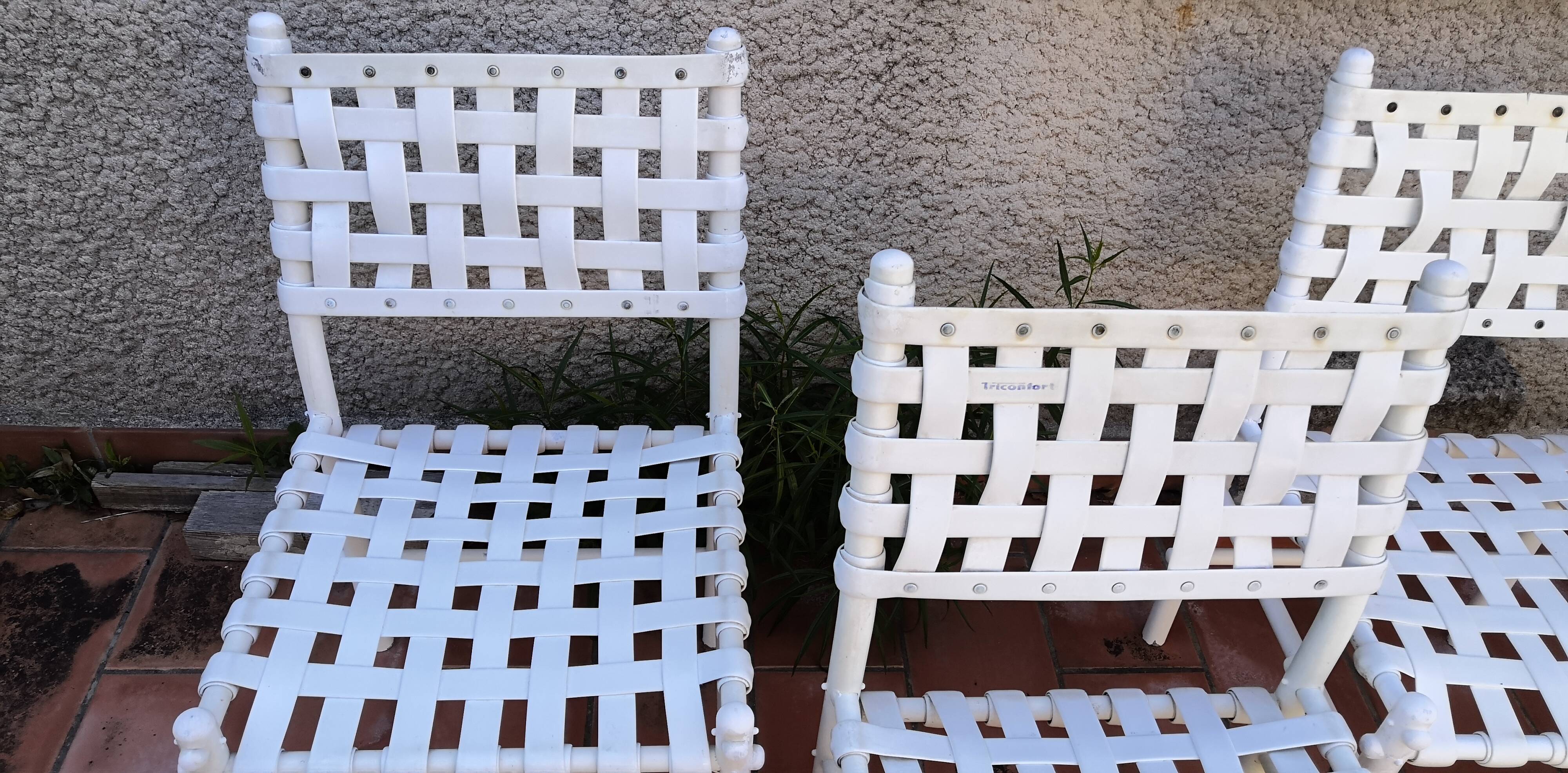 Suite de 7 chaises tressées triconfort vintage