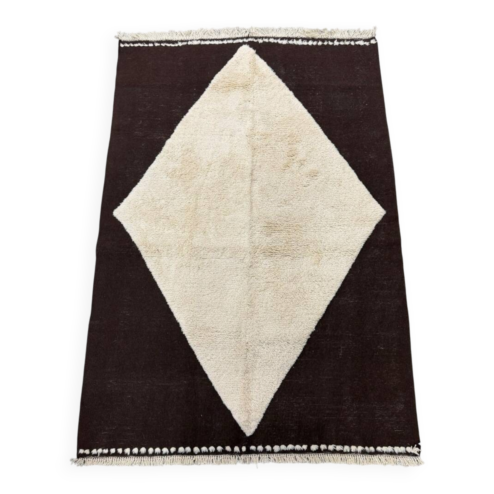 Modern Hand Knotted Turkish Rug in Brown and Ivory, 100% Natural Wool. Custom Options Available