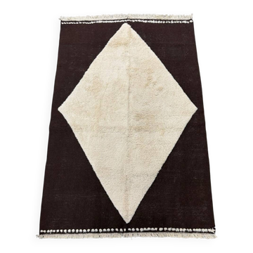 Modern Hand Knotted Turkish Rug in Brown and Ivory, 100% Natural Wool. Custom Options Available